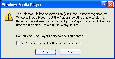unknown format
